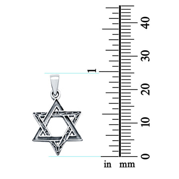 Plain Oxidized Design Star of David Jewish Star Pendant Charm 925 Sterling Silver